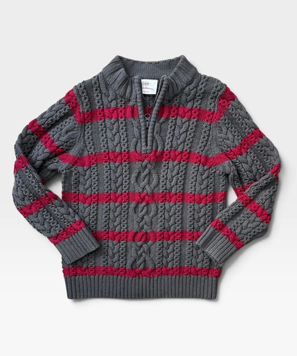 Hanna Andersson Cable Knit Quarter-Zip Sweater, Size 6/7